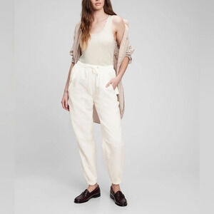 GAP Off White High Rise Linen-Cotton Utility Joggers with Washwell NWT